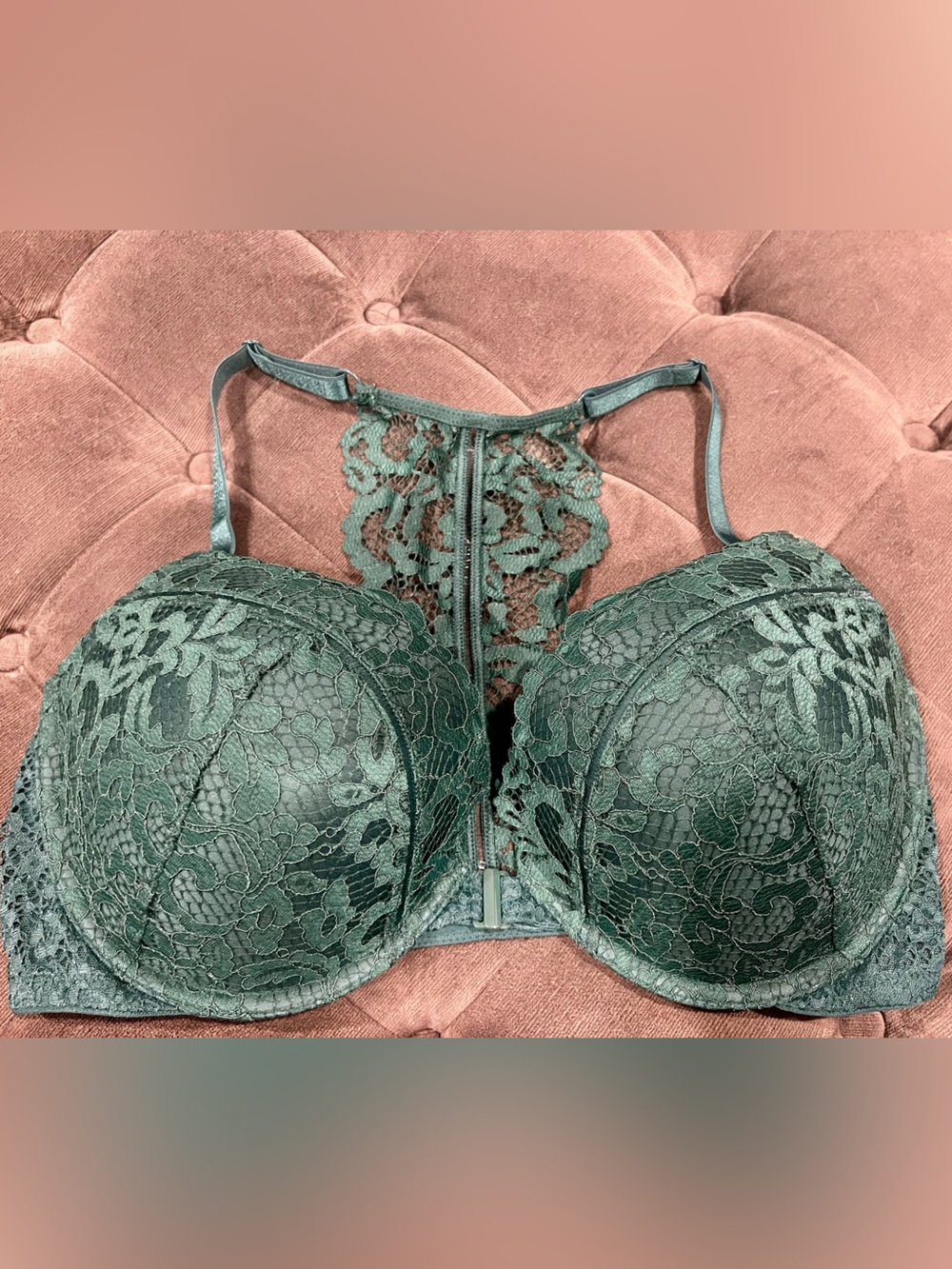 Victoria's Secret Emerald Lace Racerback Push-Up Bra